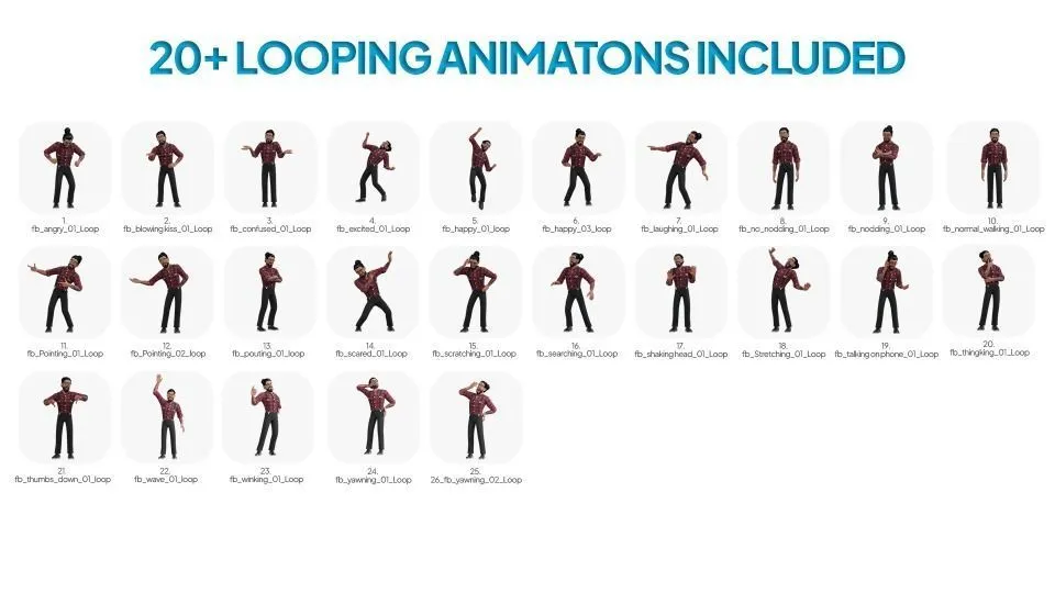 20+ animations for Hipster Man Cartoon Character